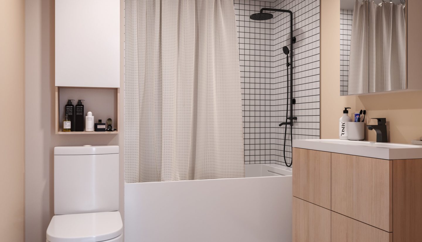 Student apartment bathroom