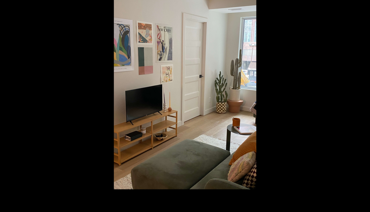 TV du salon avec affiches