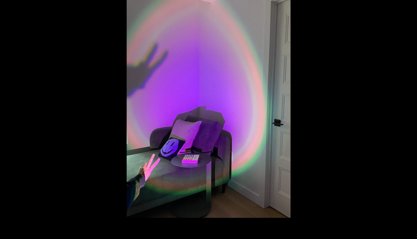 sunset lamp on chaise longue in living room